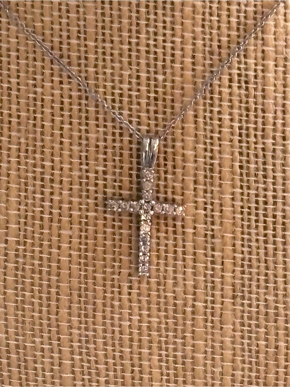 14k White Gold Chain w/14k Diamond Cross